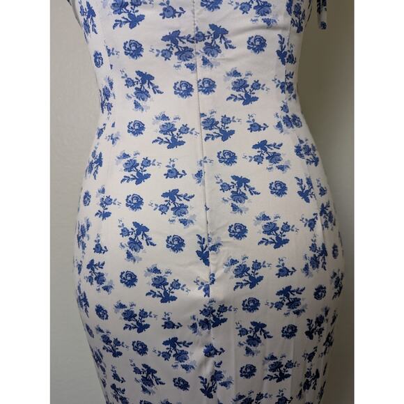 Parthea Blue Tie Strap Bodycon Mermaid Floral Maxi Dress Women Size M Bloomcore - Picture 9 of 13